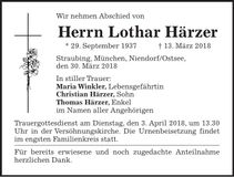 Traueranzeige Lothar Härzer