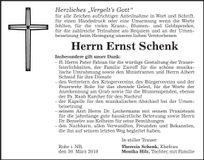 Traueranzeige Ernst Schenk