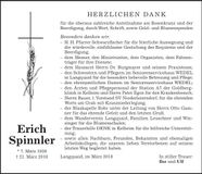 Traueranzeige Erich Spinnler