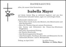 Traueranzeige Isabella Mayer