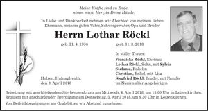 Traueranzeige Lothar Röckl