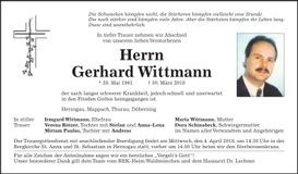 Traueranzeige Gerhard Wittmann