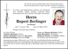 Traueranzeige Rupert Berlinger