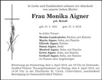 Traueranzeige Monika Aigner