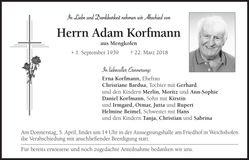 Traueranzeige Adam Korfmann