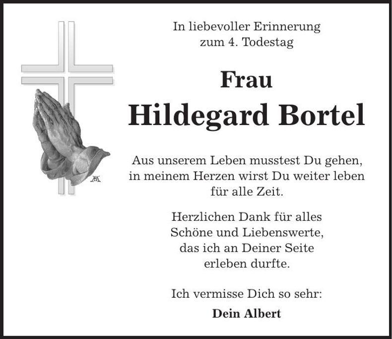 Traueranzeige Hildegard Bortel