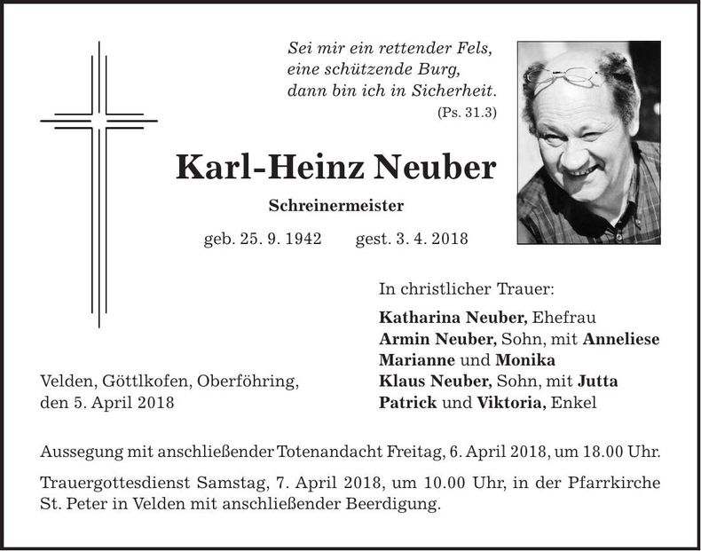 Traueranzeige Karl-Heinz Neuber