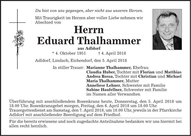 Traueranzeige Eduard Thalhammer