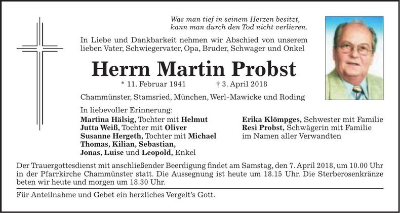 Traueranzeige Martin Probst