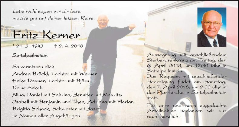 Traueranzeige Fritz Kerner