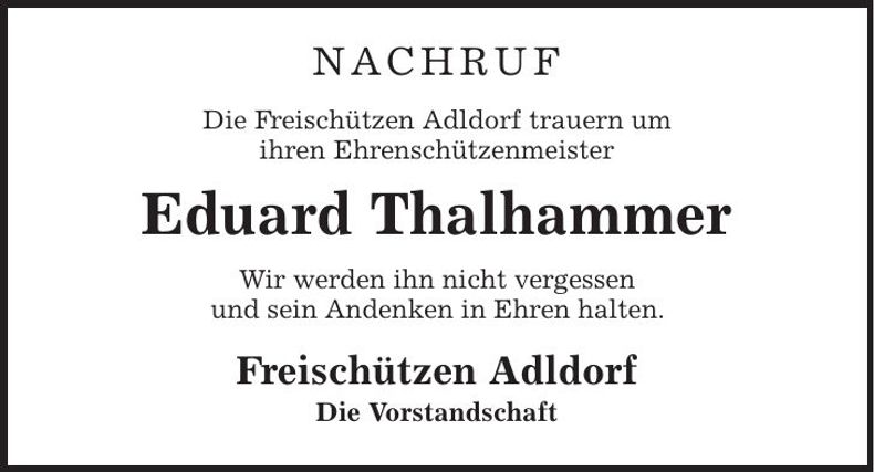 Traueranzeige Eduard Thalhammer