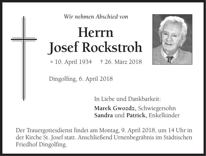 Traueranzeige Josef Rockstroh