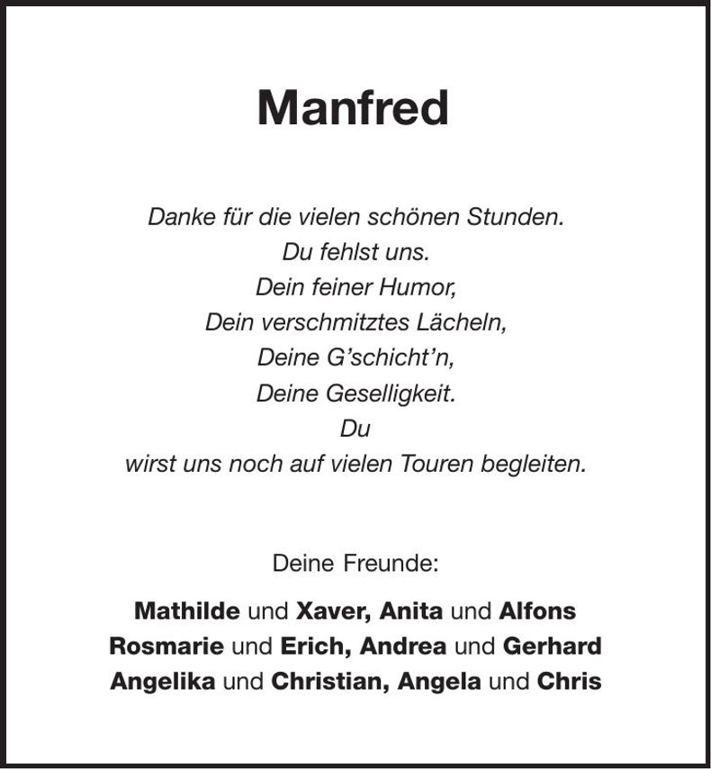 Traueranzeige Manfred Skornia