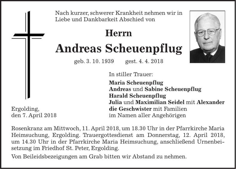 Traueranzeige Andreas Scheuenpflug