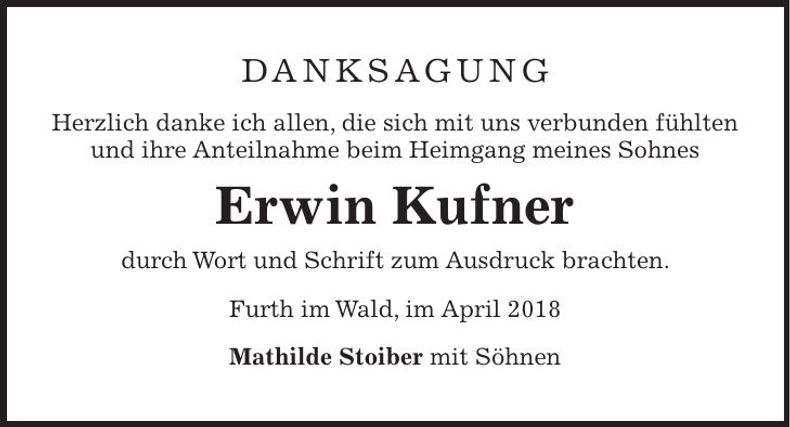 Traueranzeige Erwin Kufner