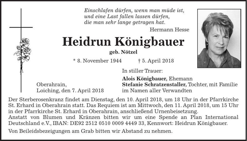 Traueranzeige Heidrun Königbauer