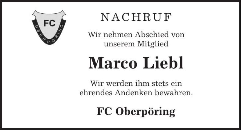 Traueranzeige Marco Liebl