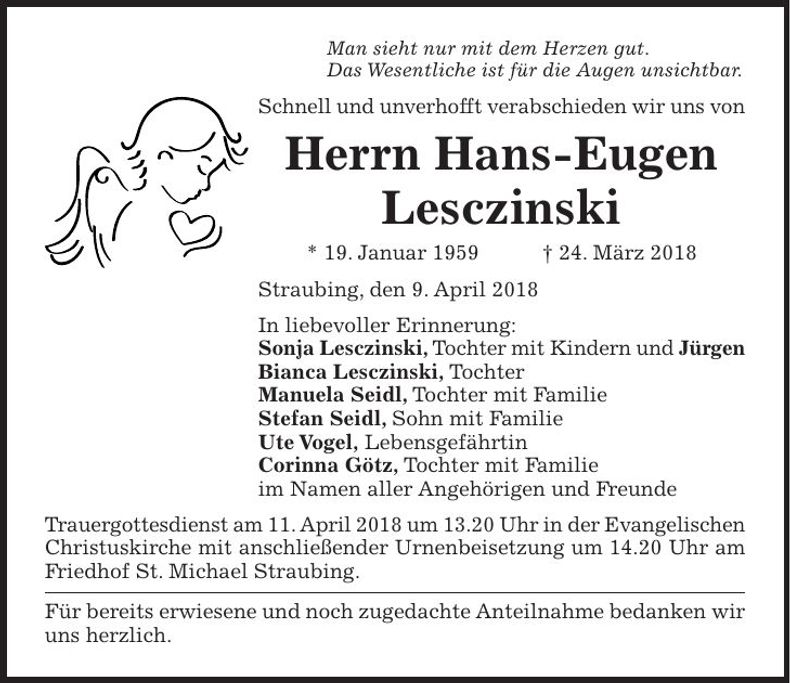 Traueranzeige Hans-Eugen Lesczinksi