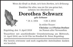 Traueranzeige Dorothea Schwarz