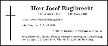 Traueranzeige Josef Englbrecht