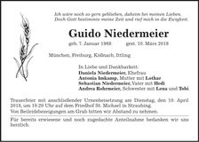 Traueranzeige Guido Niedermeier