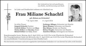 Traueranzeige Miliane Schachtl