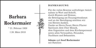 Traueranzeige Barbara Rockermaier