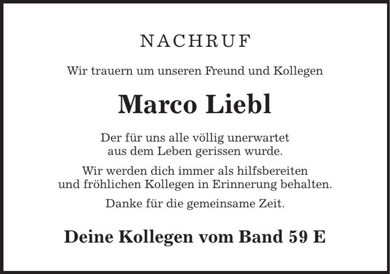 Traueranzeige Marco Liebl