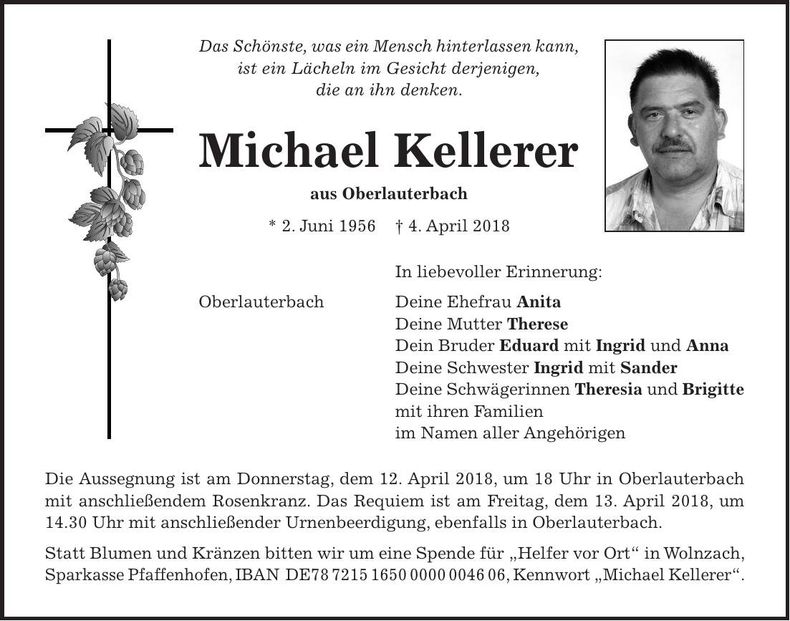 Traueranzeige Michael Kellerer