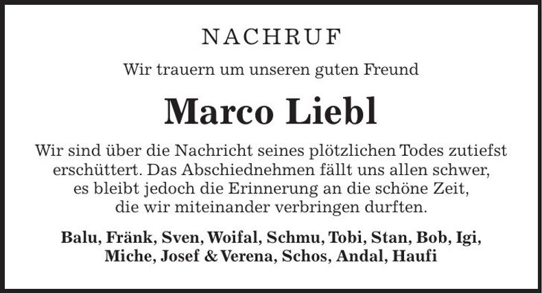 Traueranzeige Marco Liebl