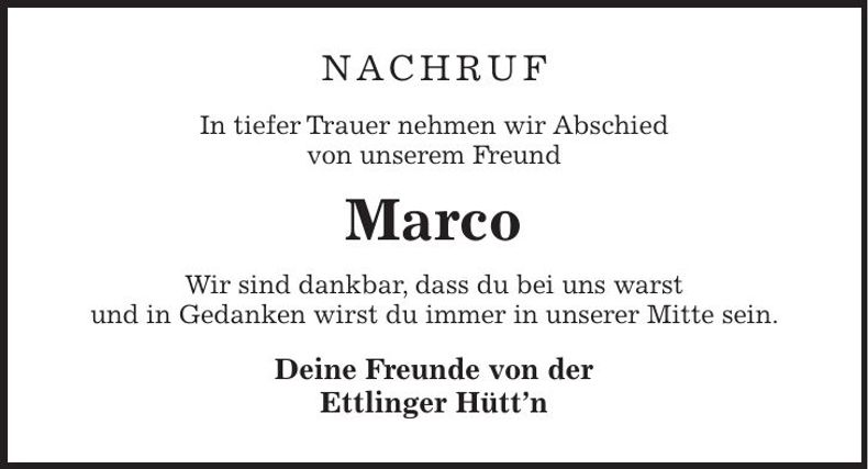 Traueranzeige Marco Liebl