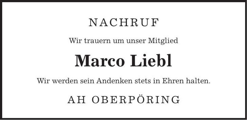 Traueranzeige Marco Liebl