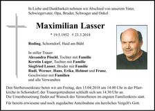 Traueranzeige Maximilian Lasser
