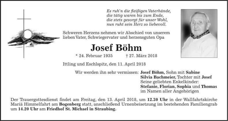 Traueranzeige Josef Böhm