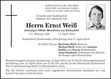 Traueranzeige Ernst Weiß