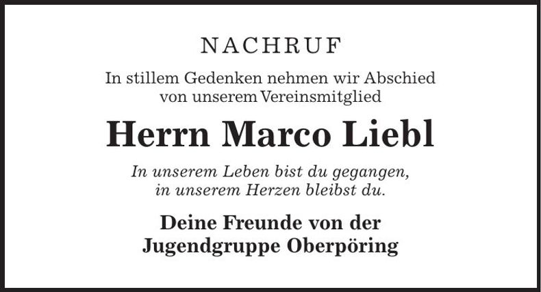 Traueranzeige Marco Liebl
