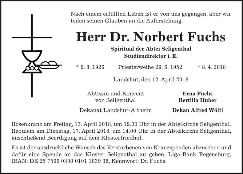 Traueranzeige Norbert Fuchs