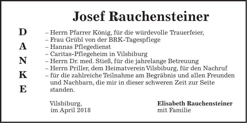 Traueranzeige Josef Rauchensteiner