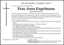 Traueranzeige Anna Engelmann