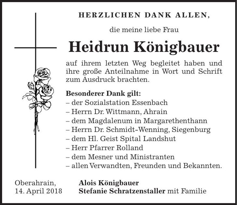 Traueranzeige Heidrun Königbauer