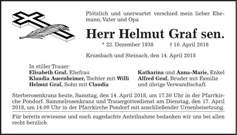 Traueranzeige Helmut Graf sen.