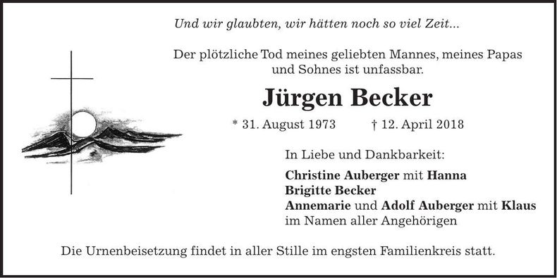 Traueranzeige Jürgen Becker