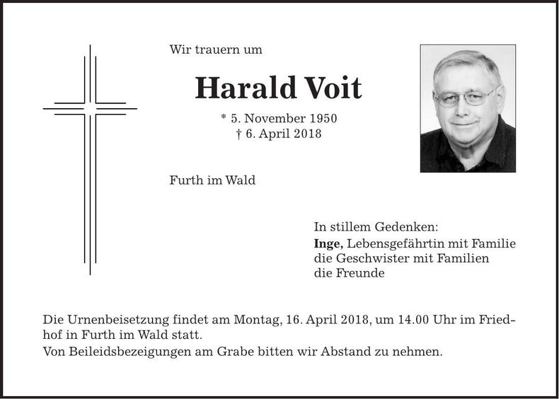 Traueranzeige Harald Voit