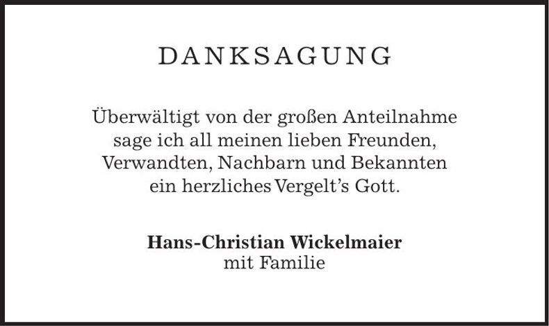 Traueranzeige Ursula Wickelmaier