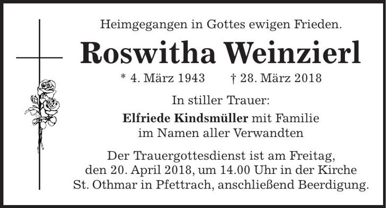 Traueranzeige Roswitha Weinzierl