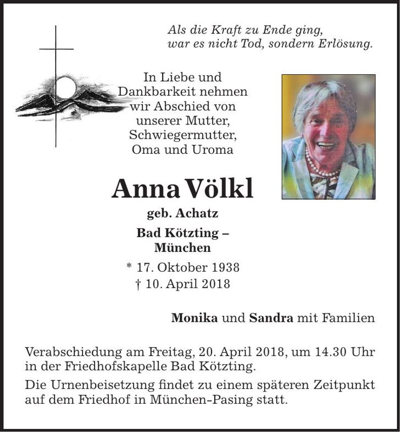 Traueranzeige Anna Völkl