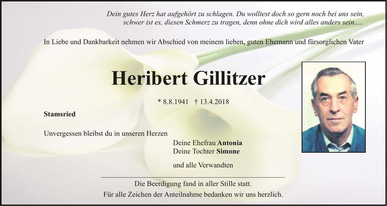 Traueranzeige Heribert Gillitzer
