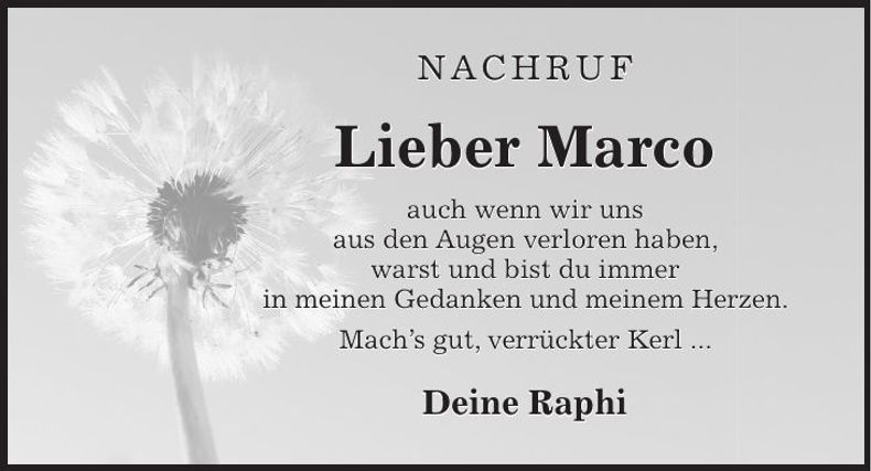 Traueranzeige Marco Liebl