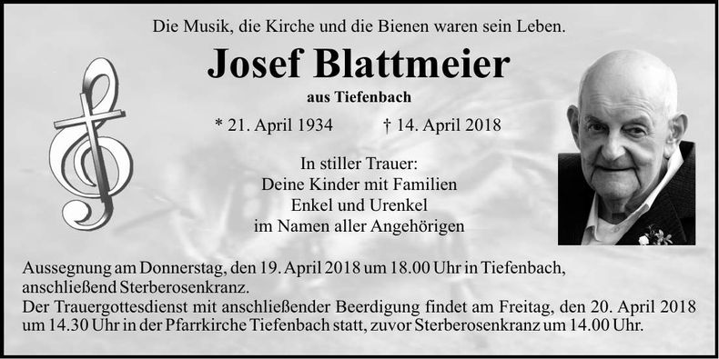 Traueranzeige Josef Blattmeier