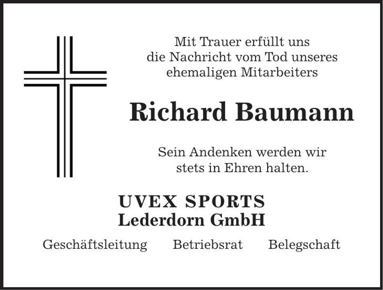 Traueranzeige Richard Baumann
